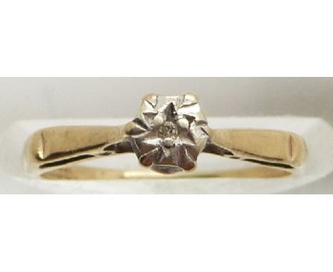 A 9ct gold ring set with a diamond, 1.5g, size K