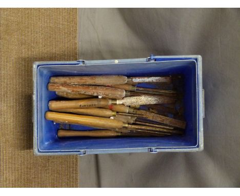 A collection of wood carving / turning tools including Marples