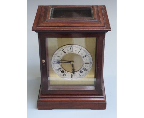 Winterhalder Hofmeier and Schwarzenbach early 20thC mantel/ bracket clock, with maker's trademark stamped to Ting-Tang moveme