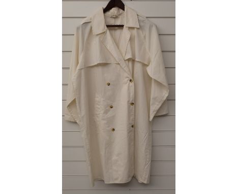 Vintage Mary Quant cream trench coat with faux tortoiseshell buttons, size 10/12
