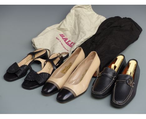 Three pairs of vintage Ferragamo ladies shoes