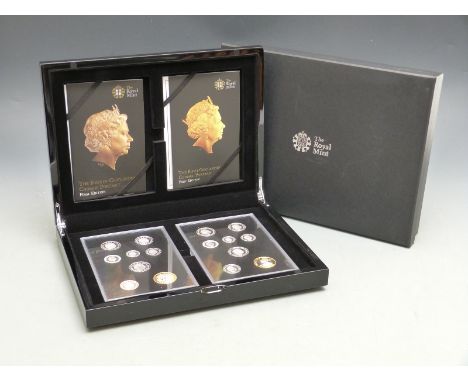 Royal Mint Silver proof coin sets commemorating 2015 Final Edition of Her Majesty's fourth portrait and the introduction of t