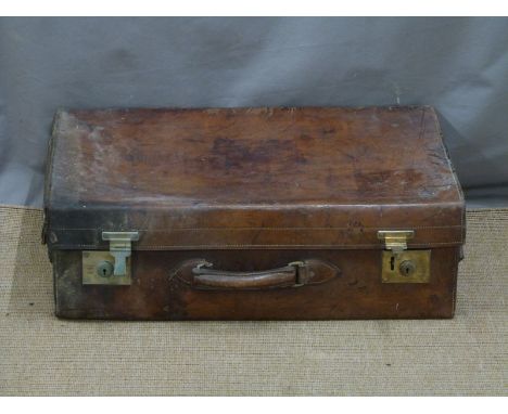 H.Greaves of 35&amp;36 New St, Birmingham large vintage leather suitcase, length 66cm