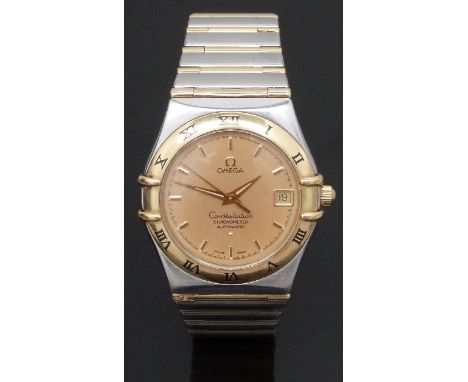 Omega Constellation Chronometer gentleman's automatic wristwatch ref. 368.1201 with date aperture, gold and luminous dauphine
