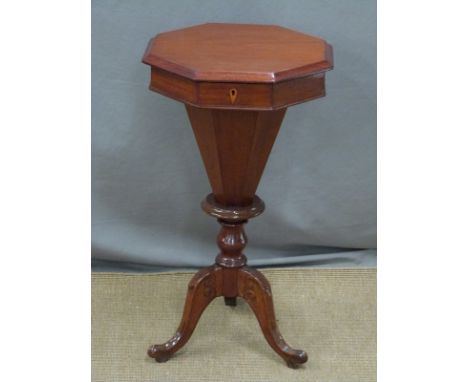 Octagonal sewing table with fitted interior, width 39 x height 70cm