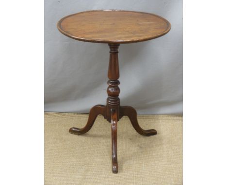 18thC or 19thC elm or similar tray topped table with tripod base, diameter 58 height 72cm