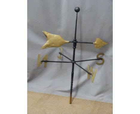 Georgian / Victorian&nbsp;wrought iron weather vane with hollow arrow shaped pointer, height 100cm