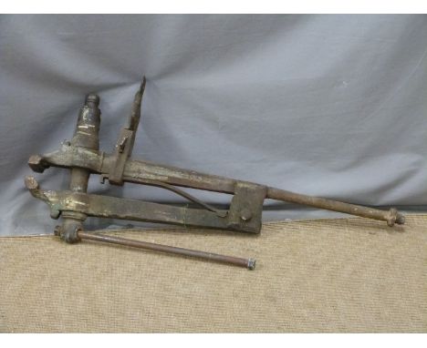 Vintage large bench mounted vice, Height 107cm