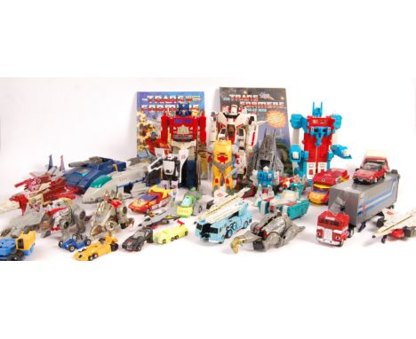 An incredible large collection of vintage 1980's Hasbro / Bandai made mostly Generation 1 / G1 Transformers action figure toy