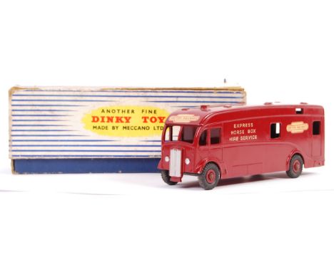 An original vintage Dinky Toys made diecast model No. 981 British Railways Horse Box complete in original box. Model good wit