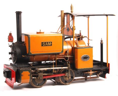 An incredible vintage Maxitrak made 5" / 5 inch gauge live steam railway locomotive ' Sam '. Comprising of a Stuart Turner bu