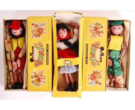 A collection of 3x vintage 1960's Pelham Puppet puppets - all within their original yellow boxes. To include; SS Cowgirl, SL 
