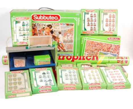 A collection of vintage Subbuteo table soccer / football sets and accessories to include sets; 61217, 60250, 61153, 61178, 61