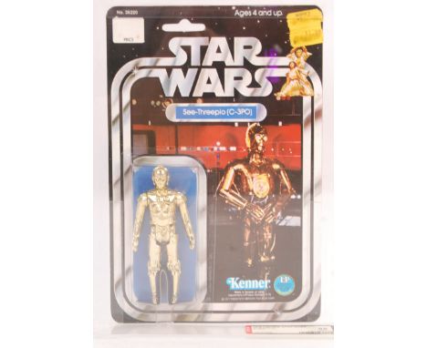 A rare vintage ex-shop stock Kenner made Star Wars carded MOC action figure ' See-Threepio ( C3PO )&nbsp; '. AFA Graded (85 -