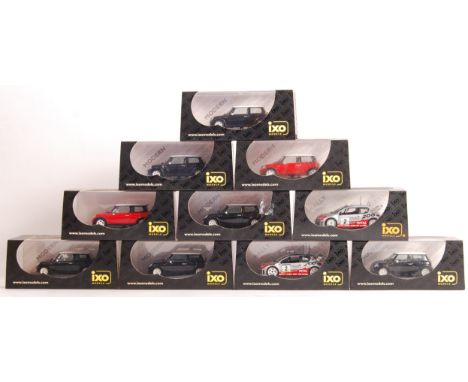 A collection of 10x IXO 1:43 scale precision diecast model cars - all appearing mint, and unused, within their original displ