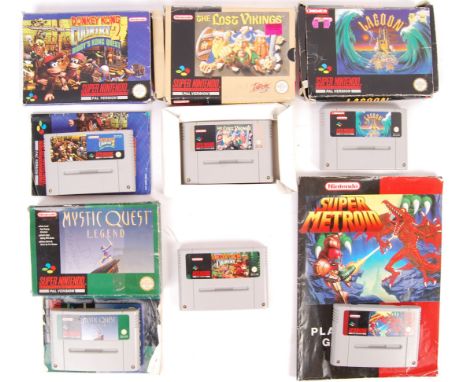 A collection of 5x vintage SNES Super Nintendo Entertainment System video computer console games to include; Mystic Legend (b
