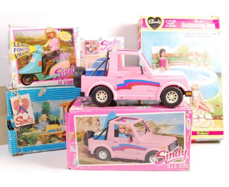 A collection of original vintage Pedigree made Sindy doll playsets and accessories comprising: Sindy's Swimming Pool, Sindy S