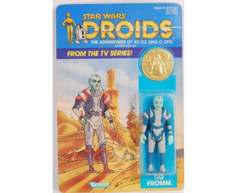 A rare vintage Kenner made ' Star Wars Droids ' MOC carded action figure ' Tig Fromm '. Incredible ex-shop stock condition. U