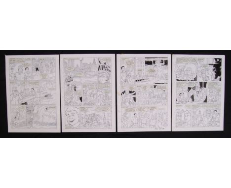 The Phil Elliott ' The Real Ghostbusters ' Artwork Collection - a collection of x4 assorted original panels of story artwork 