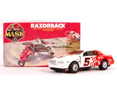 An original vintage 1980's Kenner made MASK action figure playset 'Razorback' T-Bird Stock Car / Snap Action Rescue Tank With