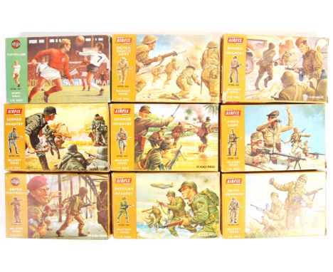 A collection of 9x original vintage Airfix made 1/32 scale plastic soldiers figures boxed sets comprising: Military Series Br