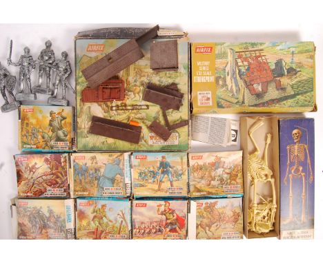 A collection of vintage Airfix made H0 / 00 gauge scale plastic model figures / soldiers comprising 11 boxed figure sets with