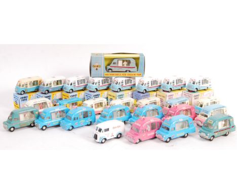 A collection of repainted code 3 Spot-On and Corgi 1:42 scale diecast model ice cream vans to include; Spot-On 6x 265 Tonibel
