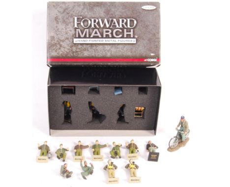 A collection of assorted Corgi 1:32 scale diecast model military figures with a US59108 Heroes WWII The Battle Of Britain Scr
