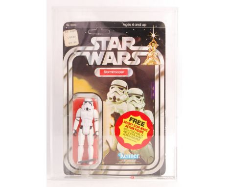 A rare vintage ex-shop stock Kenner made Star Wars carded MOC action figure ' Stormtrooper '. AFA Graded (75 - C75, B80, F80)