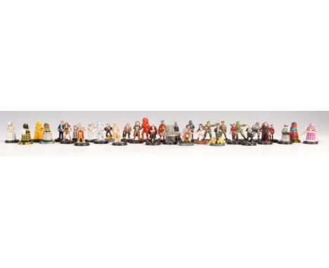 Doctor Who - a collection of x34 likely Harlequin made Doctor Who ' Warhammer ' style metal 25mm figures. Various Doctors and