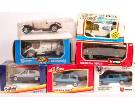 A collection of 7x boxed 1/24 &amp; 1/25 scale diecast models comprising: Polistil Series S Alfa 33, Tonka Polistil Series S 