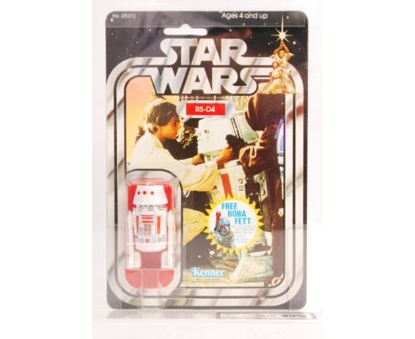 A rare vintage ex-shop stock Kenner made Star Wars carded MOC action figure ' R5-D4 '. UKG Graded (85 - C80, B85, F85). Rare 