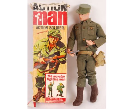 An original vintage Palitoy made ' Action Man ' 12" soldier figure. Rarer painted-head variation, blonde. With outfit. Origin