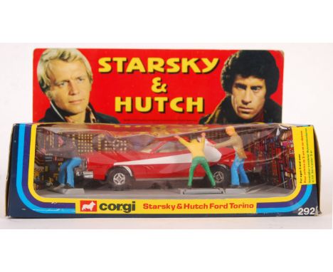 A rare vintage 1980's Corgi Toys made TV related diecast model No. 292 ' Starsky &amp; Hutch Ford Torino ,' set. Remarkable m