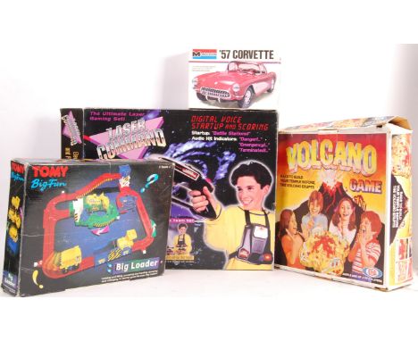 A collection of 4x assorted vintage toys &amp; games to include; Ideal made Volcano Game, Monogram '57 Corvette 1/24 scale mo