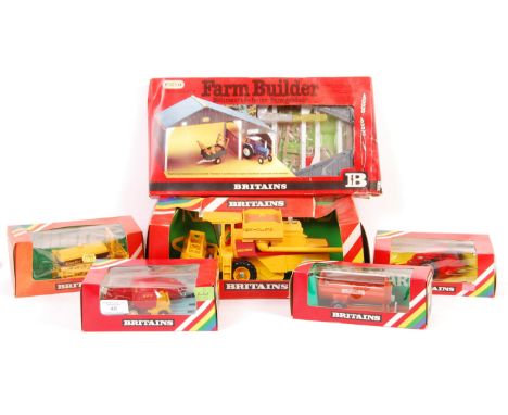 A collection of six vintage Britains made 1/32 scale Farm series boxed diecast models - comprising: 9575 New Holland TR85 com