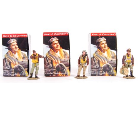 A collection of 3x King & Country made 1:30 scale model US Air Force sets to include; AF01 USAAF Fighter Pilot (1x figure arm