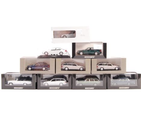 A collection of 9x Paul's Model Art Made Minichamps 1/43 scale diecast model Mercedez to include; 2x E-Class 2001, 2x E-Class