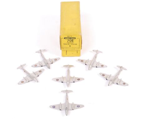 An original vintage 1940's trade box of Dinky Toys made diecast model planes 70E Gloster Meteor Twin Jet Fighter - also known