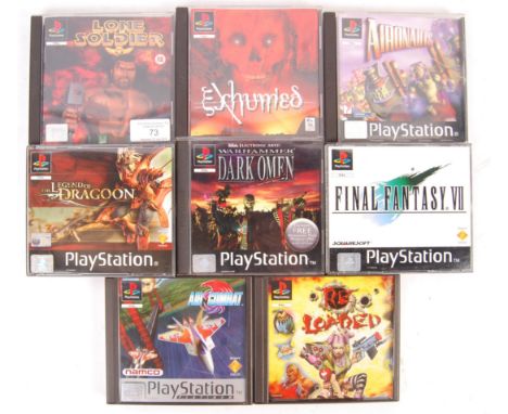 A collection of good assorted vintage PS1 PlayStation video computer console games to include; Final Fantasy VII (Complete), 