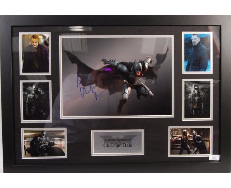 Christian Bale - English Actor - incredible signed 16x12" colour image of Bale as the iconic superhero Batman from the ' Dark