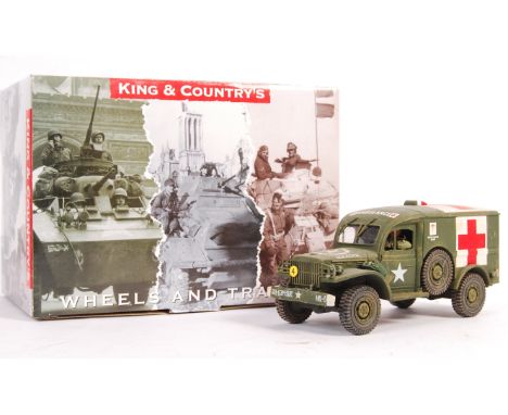 A King &amp; Country made 1:30 scale model Battle Of The Bulge BBA 37 Dodge Ambulance (Summer Version), with box and in displ