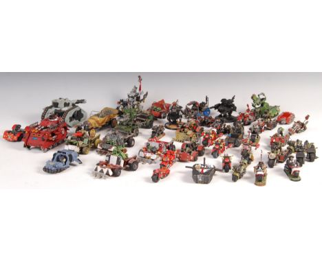 Warhammer - A collection of assorted vintage Games Workshop ' Warhammer ' war gaming figure vehicles - various tanks, motorcy