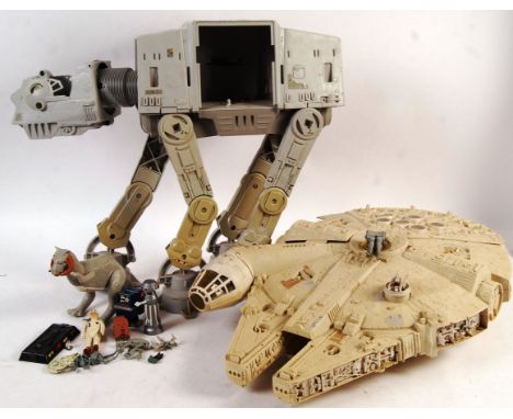 A collection of vintage Kenner / Palitoy made Star Wars action figure playsets and accessories, to include; Millennium Falcon