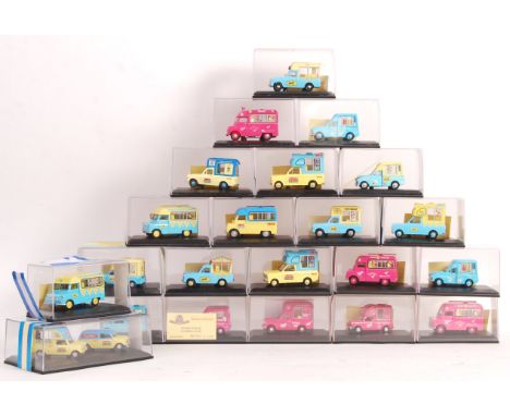 A collection of 22x Oxford Diecast scale diecast model ice cream vans to include; Lyons Maid, Walls and Tonibell. All appear 