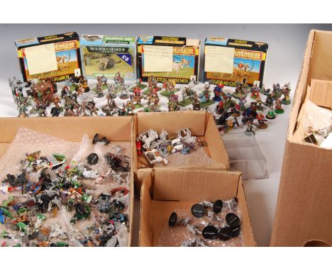 Warhammer - a good large collection of assorted vintage Games Workshop Warhammer metal war gaming figures and accessories. Mi