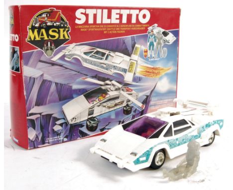 An original vintage 1980's Kenner made MASK action figure playset 'Stiletto' Mask Sports Car / Raid Plane And Attack Chopper.