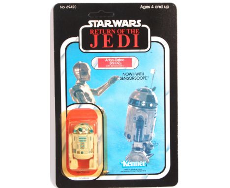 A rare ex-shop stock condition vintage Kenner made Star Wars MOC carded action figure ' Artoo-Detoo R2D2 ( With Sensorscope )