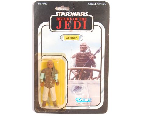An original vintage Kenner made Star Wars carded action figure ' Weequay '. 65 back Return Of The Jedi card. Figure and weapo