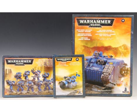 Warhammer - a collection of x3 Games Workshop / Citadel made Warhammer boxed model sets. Comprising: Space Marine Bike, Space